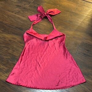 Women’s Elegant Pink Mini Halter Backless Dress XL